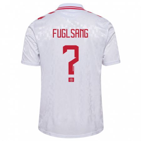 Kandiny Enfant Maillot Danemark Adam Fuglsang #0 Blanc Tenues Extérieur 24-26 T-Shirt
