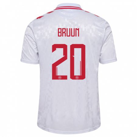 Kandiny Enfant Maillot Danemark Signe Bruun #20 Blanc Tenues Extérieur 24-26 T-Shirt
