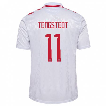 Kandiny Enfant Maillot Danemark Casper Tengstedt #11 Blanc Tenues Extérieur 24-26 T-Shirt