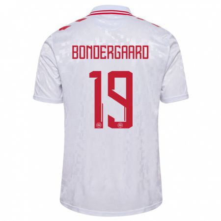 Kandiny Enfant Maillot Danemark Asbjorn Bondergaard #19 Blanc Tenues Extérieur 24-26 T-Shirt
