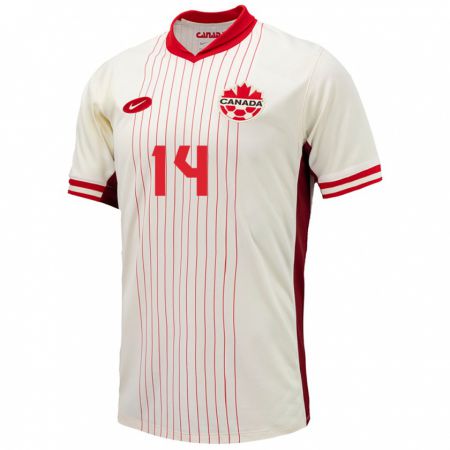 Kandiny Enfant Maillot Canada Tyler Londono #14 Blanc Tenues Extérieur 24-26 T-Shirt
