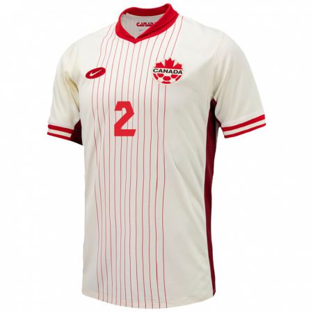 Kandiny Enfant Maillot Canada Noah Abatneh #2 Blanc Tenues Extérieur 24-26 T-Shirt