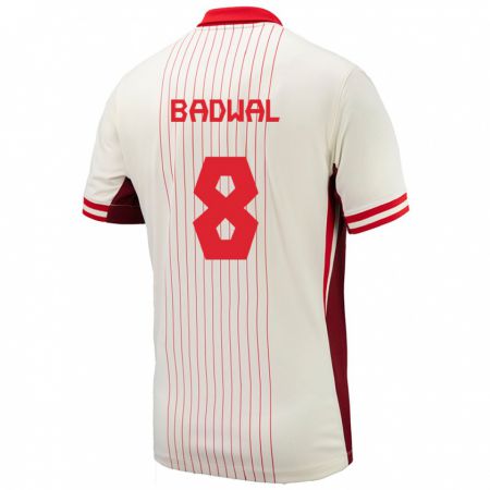 Kandiny Enfant Maillot Canada Jeevan Badwal #8 Blanc Tenues Extérieur 24-26 T-Shirt