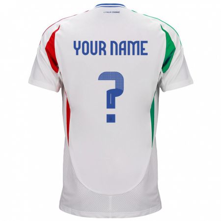 Kandiny Enfant Maillot Italie Votre Nom #0 Blanc Tenues Extérieur 24-26 T-Shirt