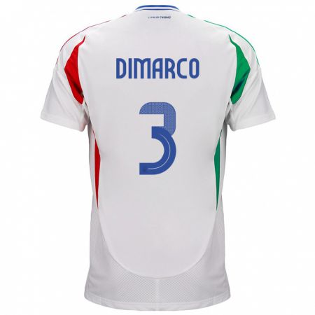 Kandiny Enfant Maillot Italie Federico Dimarco #3 Blanc Tenues Extérieur 24-26 T-Shirt