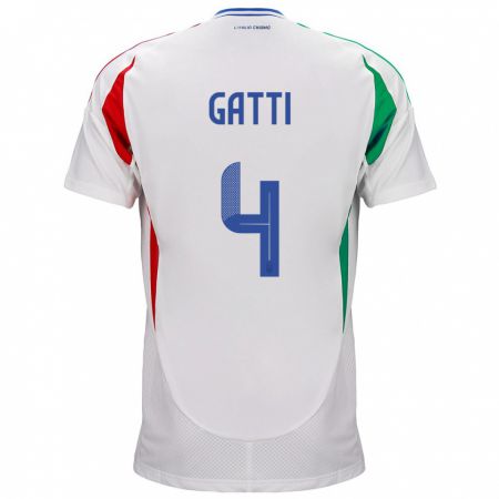 Kandiny Enfant Maillot Italie Federico Gatti #4 Blanc Tenues Extérieur 24-26 T-Shirt