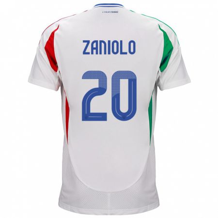 Kandiny Enfant Maillot Italie Nicolò Zaniolo #20 Blanc Tenues Extérieur 24-26 T-Shirt