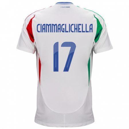 Kandiny Enfant Maillot Italie Aaron Ciammaglichella #17 Blanc Tenues Extérieur 24-26 T-Shirt