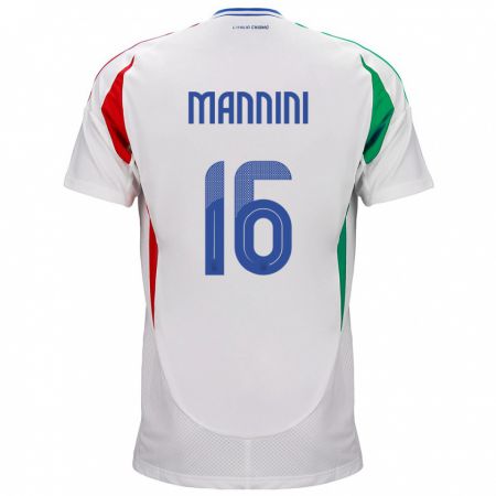 Kandiny Enfant Maillot Italie Mattia Mannini #16 Blanc Tenues Extérieur 24-26 T-Shirt