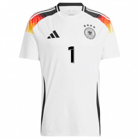 Kandiny Homme Maillot Allemagne Stina Johannes #1 Blanc Tenues Domicile 24-26 T-Shirt