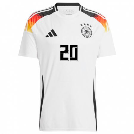 Kandiny Homme Maillot Allemagne Lina Magull #20 Blanc Tenues Domicile 24-26 T-Shirt