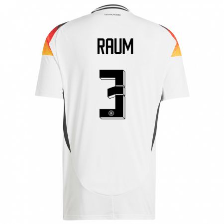 Kandiny Homme Maillot Allemagne David Raum #3 Blanc Tenues Domicile 24-26 T-Shirt