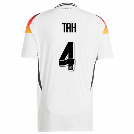 Kandiny Homme Maillot Allemagne Jonathan Tah #4 Blanc Tenues Domicile 24-26 T-Shirt