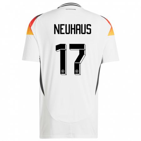 Kandiny Homme Maillot Allemagne Florian Neuhaus #17 Blanc Tenues Domicile 24-26 T-Shirt
