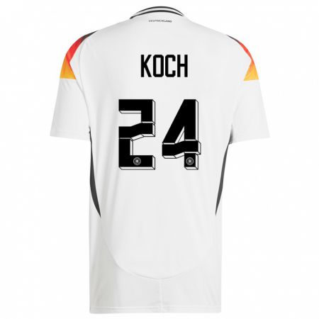Kandiny Homme Maillot Allemagne Robin Koch #24 Blanc Tenues Domicile 24-26 T-Shirt