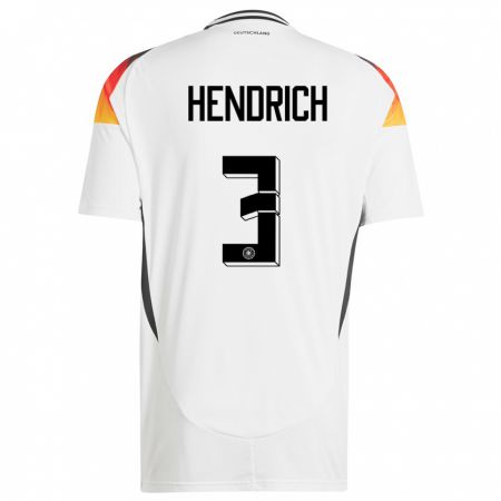 Kandiny Homme Maillot Allemagne Kathrin Hendrich #3 Blanc Tenues Domicile 24-26 T-Shirt