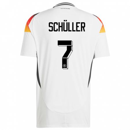 Kandiny Homme Maillot Allemagne Lea Schuller #7 Blanc Tenues Domicile 24-26 T-Shirt