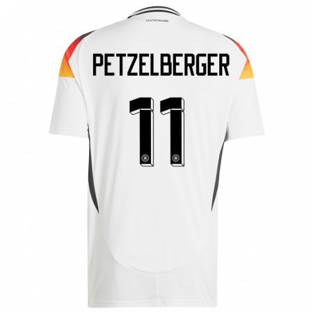 Kandiny Homme Maillot Allemagne Ramona Petzelberger #11 Blanc Tenues Domicile 24-26 T-Shirt