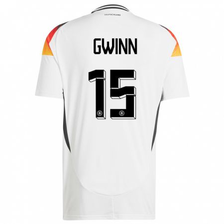 Kandiny Homme Maillot Allemagne Giulia Gwinn #15 Blanc Tenues Domicile 24-26 T-Shirt