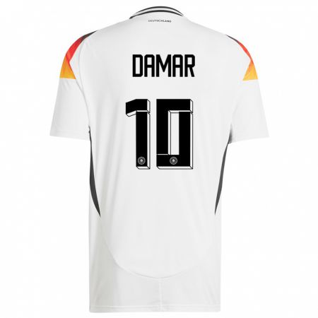 Kandiny Homme Maillot Allemagne Muhammed Damar #10 Blanc Tenues Domicile 24-26 T-Shirt