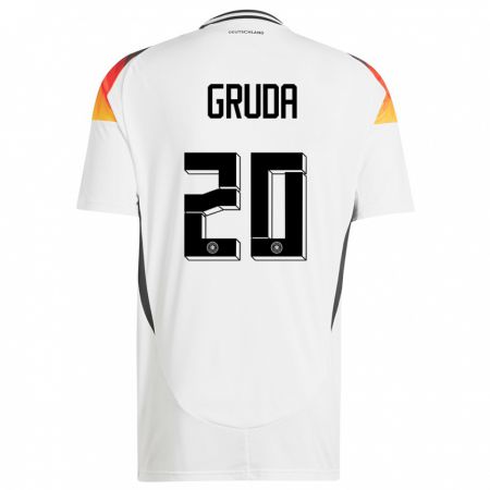 Kandiny Homme Maillot Allemagne Brajan Gruda #20 Blanc Tenues Domicile 24-26 T-Shirt