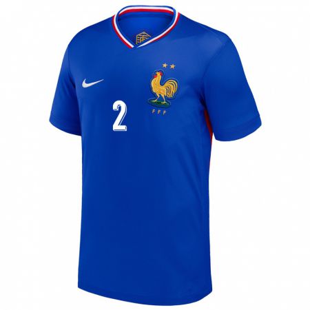 Kandiny Homme Maillot France Tanguy Zoukrou #2 Bleu Tenues Domicile 24-26 T-Shirt