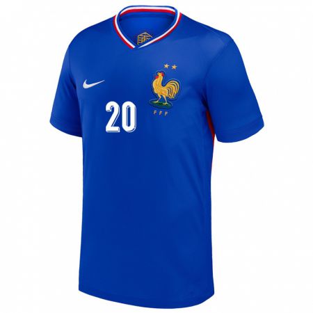 Kandiny Homme Maillot France Randal Kolo Muani #20 Bleu Tenues Domicile 24-26 T-Shirt