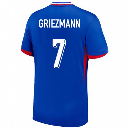 Kandiny Homme Maillot France Antoine Griezmann #7 Bleu Tenues Domicile 24-26 T-Shirt