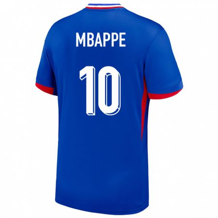 Kandiny Homme Maillot France Kylian Mbappe #10 Bleu Tenues Domicile 24-26 T-Shirt