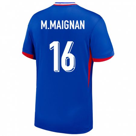 Kandiny Homme Maillot France Mike Maignan #16 Bleu Tenues Domicile 24-26 T-Shirt