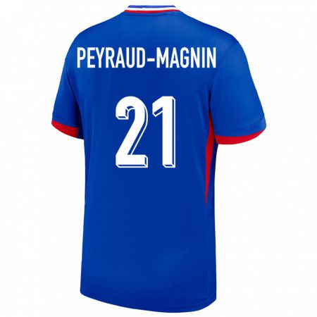 Kandiny Homme Maillot France Pauline Peyraud Magnin #21 Bleu Tenues Domicile 24-26 T-Shirt