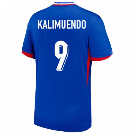Kandiny Homme Maillot France Arnaud Kalimuendo #9 Bleu Tenues Domicile 24-26 T-Shirt