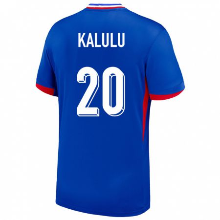 Kandiny Homme Maillot France Pierre Kalulu #20 Bleu Tenues Domicile 24-26 T-Shirt