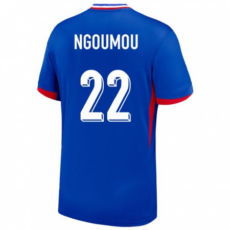 Kandiny Homme Maillot France Nathan Ngoumou #22 Bleu Tenues Domicile 24-26 T-Shirt