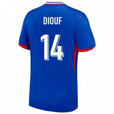 Kandiny Homme Maillot France Andy Diouf #14 Bleu Tenues Domicile 24-26 T-Shirt