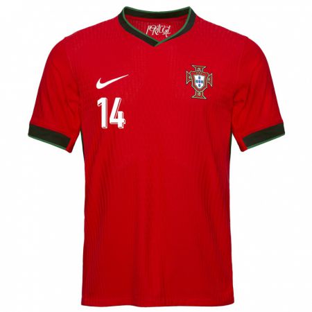 Kandiny Homme Maillot Portugal Rodrigo Conceicao #14 Rouge Tenues Domicile 24-26 T-Shirt