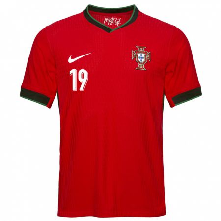 Kandiny Homme Maillot Portugal Nuno Mendes #19 Rouge Tenues Domicile 24-26 T-Shirt