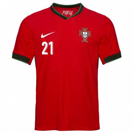 Kandiny Homme Maillot Portugal Fabio Vieira #21 Rouge Tenues Domicile 24-26 T-Shirt