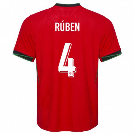Kandiny Homme Maillot Portugal Ruben Dias #4 Rouge Tenues Domicile 24-26 T-Shirt