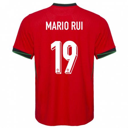 Kandiny Homme Maillot Portugal Mario Rui #19 Rouge Tenues Domicile 24-26 T-Shirt