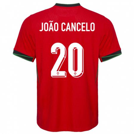Kandiny Homme Maillot Portugal Joao Cancelo #20 Rouge Tenues Domicile 24-26 T-Shirt