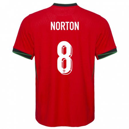 Kandiny Homme Maillot Portugal Andreia Norton #8 Rouge Tenues Domicile 24-26 T-Shirt