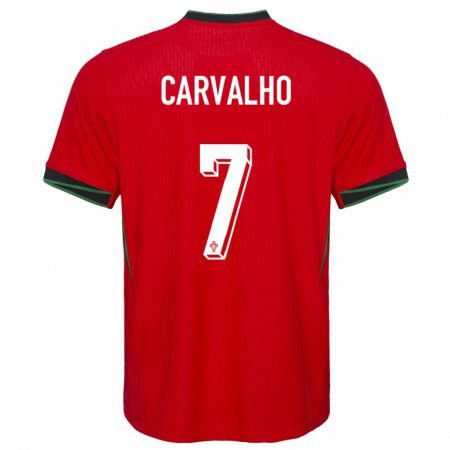 Kandiny Homme Maillot Portugal Fabio Carvalho #7 Rouge Tenues Domicile 24-26 T-Shirt