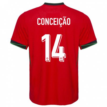 Kandiny Homme Maillot Portugal Rodrigo Conceicao #14 Rouge Tenues Domicile 24-26 T-Shirt