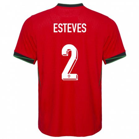 Kandiny Homme Maillot Portugal Goncalo Esteves #2 Rouge Tenues Domicile 24-26 T-Shirt