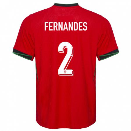 Kandiny Homme Maillot Portugal Martim Fernandes #2 Rouge Tenues Domicile 24-26 T-Shirt