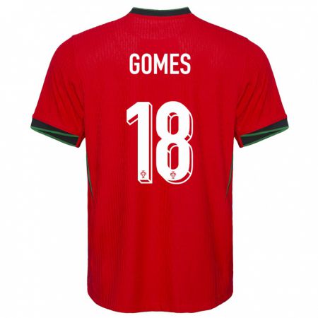 Kandiny Homme Maillot Portugal Andre Gomes #18 Rouge Tenues Domicile 24-26 T-Shirt