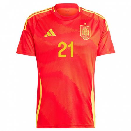 Kandiny Homme Maillot Espagne Claudia Zornoza #21 Rouge Tenues Domicile 24-26 T-Shirt