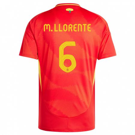 Kandiny Homme Maillot Espagne Marcos Llorente #6 Rouge Tenues Domicile 24-26 T-Shirt