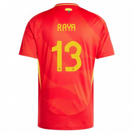 Kandiny Homme Maillot Espagne David Raya #13 Rouge Tenues Domicile 24-26 T-Shirt